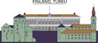 © iconsgraph - Finland, Turku tourism landmarks, vector city travel illustration