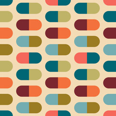 Aesthetic mid century printable seamless pattern with retro design. Decorative 50`s, 60's, 70's style Vintage modern background in minimalist mid century style for fabric, wallpaper or wrapping