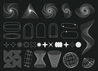 Wall Mural - set of abstract geometric shapes trending futuristic line design elements, infographic shapes. moder