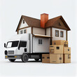 © PaulShlykov - Relocation moving truck on street near by new house