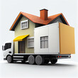 © PaulShlykov - Relocation moving truck on street near by new house