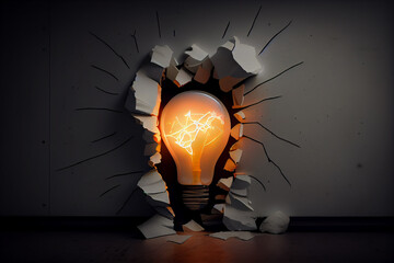 Wall Mural - Idea and creativity concept light bulb  . AI Generate