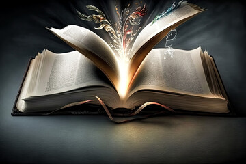Wall Mural - an open bible is being held by a young person - generative ai.