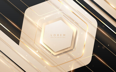 Wall Mural - abstract black and white shapes background with golden elements
