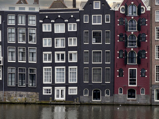 Sticker - amsterdam old houses view from canals