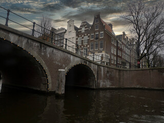 Sticker - amsterdam old houses view from canals