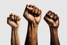 Fist Of Hand Over A White Background. Power, Equality And Racism Concept. Generative AI