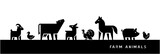 Fototapeta Pokój dzieciecy - Farm Animals silhouettes isolated on white background. Vector illustration
