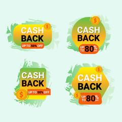 Wall Mural - Cashback offer banner and label with gradients color.