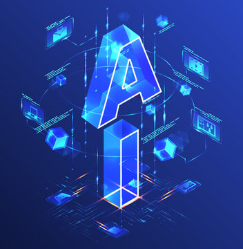 Fototapete - AI Artificial Intelligence acronym vector 3d banner