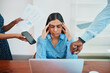 © Meeko Media - Young business woman stressed, concept of demanding coworkers deadlines pressure