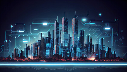 Smart city Digital technology, internet network connection, digital marketing IoT internet of things. Computer, surfing internet futuristic innovative technology clear background - Generative AI 