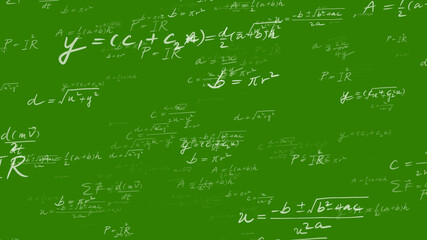 Wall Mural - differential equation math formula text background teaching engineering, teaching equations and formulas backgrounds for teaching Green screen background