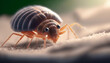 Macro bed bug on human body. AI generation