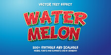 Fresh Summer Watermelon Texture 3d Editable Text Effect And Blue Sea Background