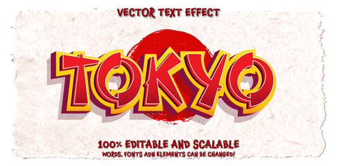 Wall Mural - tokyo text effect template with 3d and bold style use for brand tagline or product logo
