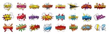 Comic Sound Effects In Pop Art Style, PNG Cartoon Explosions, Sound Expression And Comic Speech Bubble, Set 2