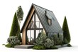 Modern small wooden house, Generative AI.