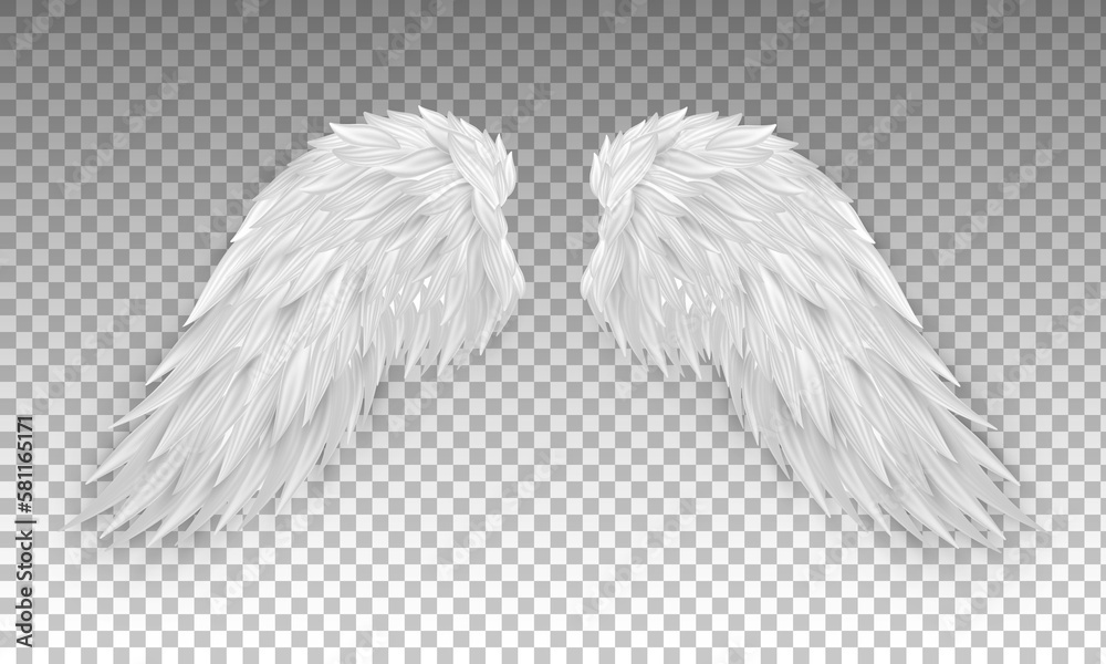 Three dimensional white angel wings. Masquerade, festival, carnival ...