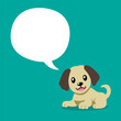 Cartoon character dog with white speech bubble for design.