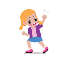 cute little kid girl vector illustratio expression gesture.