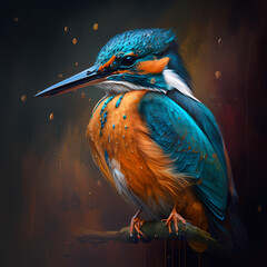 Poster - King Fisher at Rain Forest. Generative AI