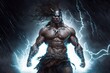 Fantasy muscled viking warrior. Generative AI