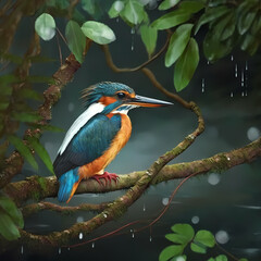 Wall Mural - King Fisher Habitats. Generative AI