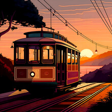  Generated Ai Illustration Of The San Francisco Cable Car	
