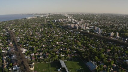 Wall Mural - Aerial view of Buenos Aires, Argentina downtown landscape in the distance in the San isidro district - 4K Drone