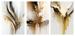 © AdamantiumStock - Set of abstract art posters, gold black and white texture, concept art, room decoration generative ai