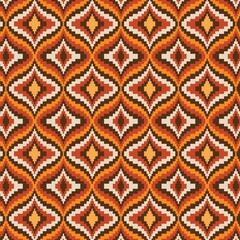 Wall Mural - bargello embroidery vector pattern orange brown