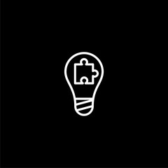 Idea line icon. Light bulb or Lamp sign isolated on black background