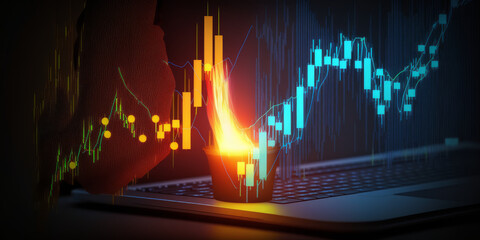 Poster - Candlestick graphed financial chart incorporating stock market or forex data. Concept of finance and investing - Generative AI