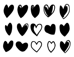 Poster - A cute doodle-style hand-drawn icon of a black heart, symbolizing love