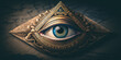 Eye of Providence, eye enclosed in a triangle. Generative AI
