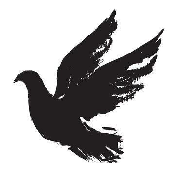 the dove is a symbol of peace. vector illustration of a bird. hand drawn silhouette of a pigeon