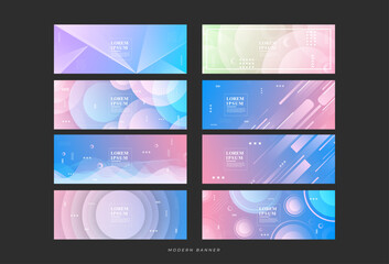 full color and soft banner set, blue and pink gradations, modern design eps 10