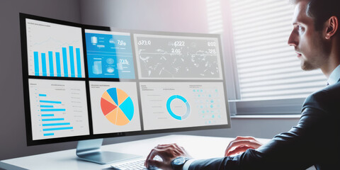 Poster - analyzing data using key performance indicators (kpi) on a company dashboard - generative ai