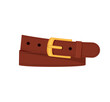 Brown belt with buttoned buckles isolated on white background. Clothing elements stylish accessories. Vector illustration of straps brown in cartoon flat style.
