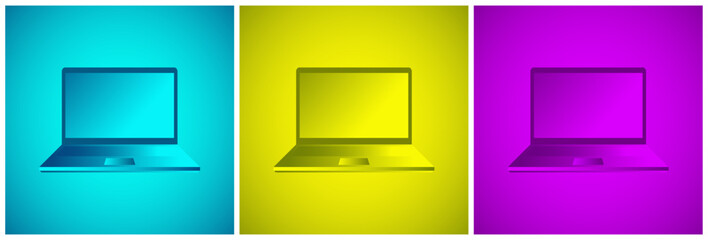 Fototapete - Colorful Blank Laptop Vector Icon Illustration Set