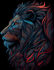 Naklejka na meble Lion illustration logo, ethereal, spiritual, beautiful painting. Colorful, majestic. Generative AI