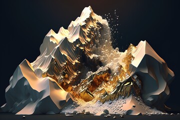 Aufkleber - Gold Ricocheting Down a Majestic Avalanche Generative AI