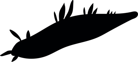 Sticker - Black silhouette of nudibranch isolated on white background	