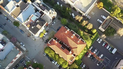Poster - Birds eye view of downtown San Francisco, California neighborhood - 4K Drone