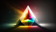 © Tamara - Dispersion. Colorful spectrum of light. Glass prism and beam of light. Science experiment with light. Science wallpaper. Generative AI