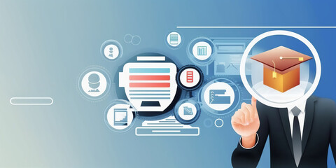Poster - For professional development and personal growth, use the internet for online education courses and e-learning webinars. classes online to learn new skills - Generative AI