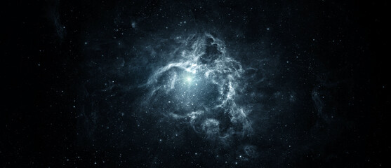 Wall Mural - beautiful night sky, red star and galaxy in the space. collage on space, science and education items