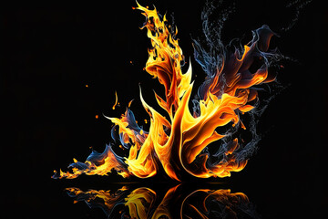 Canvas Print - Fire flames on black background
