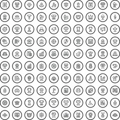 Poster - 100 achievement icons set. outline illustration of 100 achievement icons vector set isolated on whit